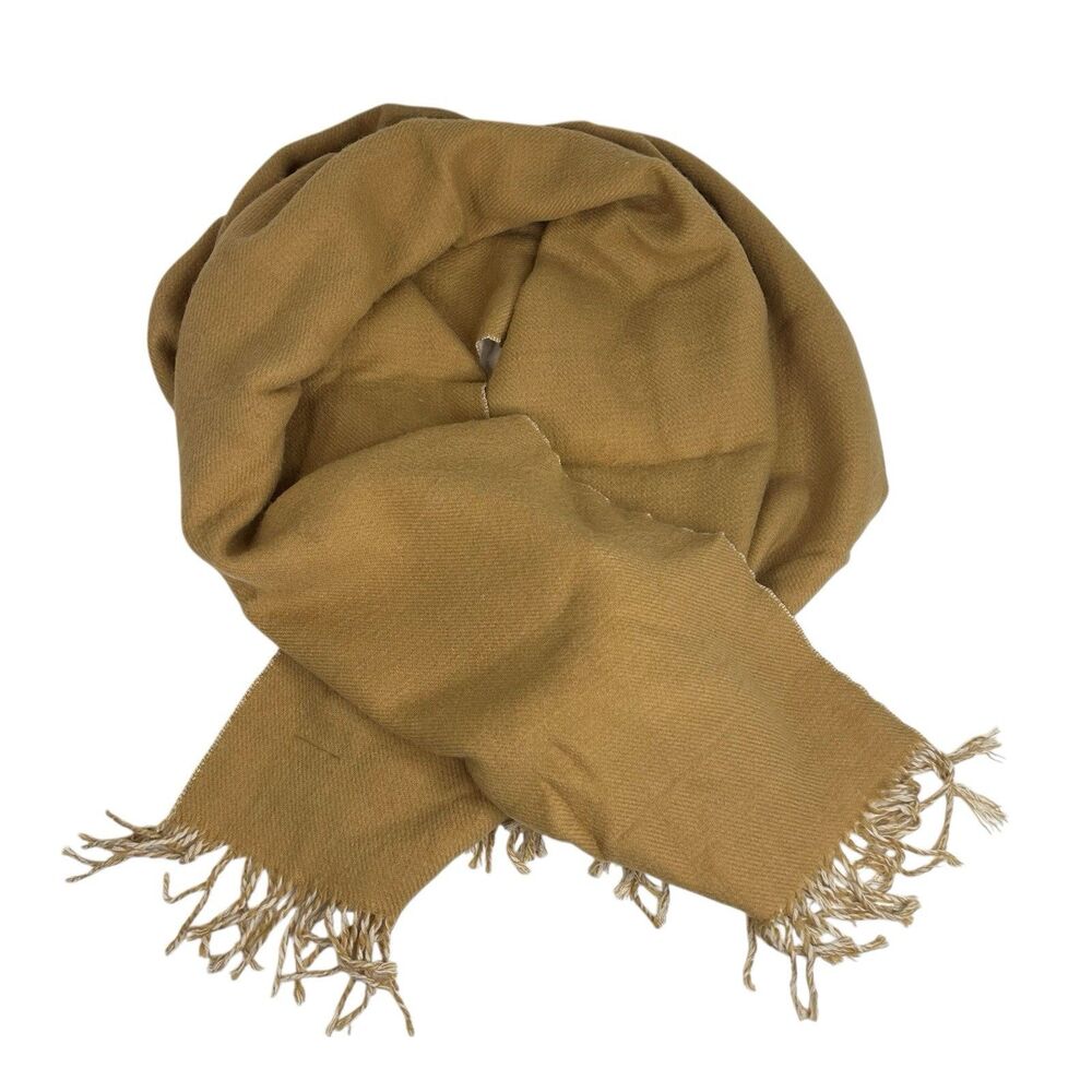 Preston & York Women’s Tan Blanket Scarf With Fringe Tassles Wrap Shawl 67”x29”